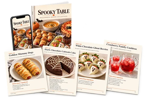 Spooky Table recipe book, phone and printed recipe pages