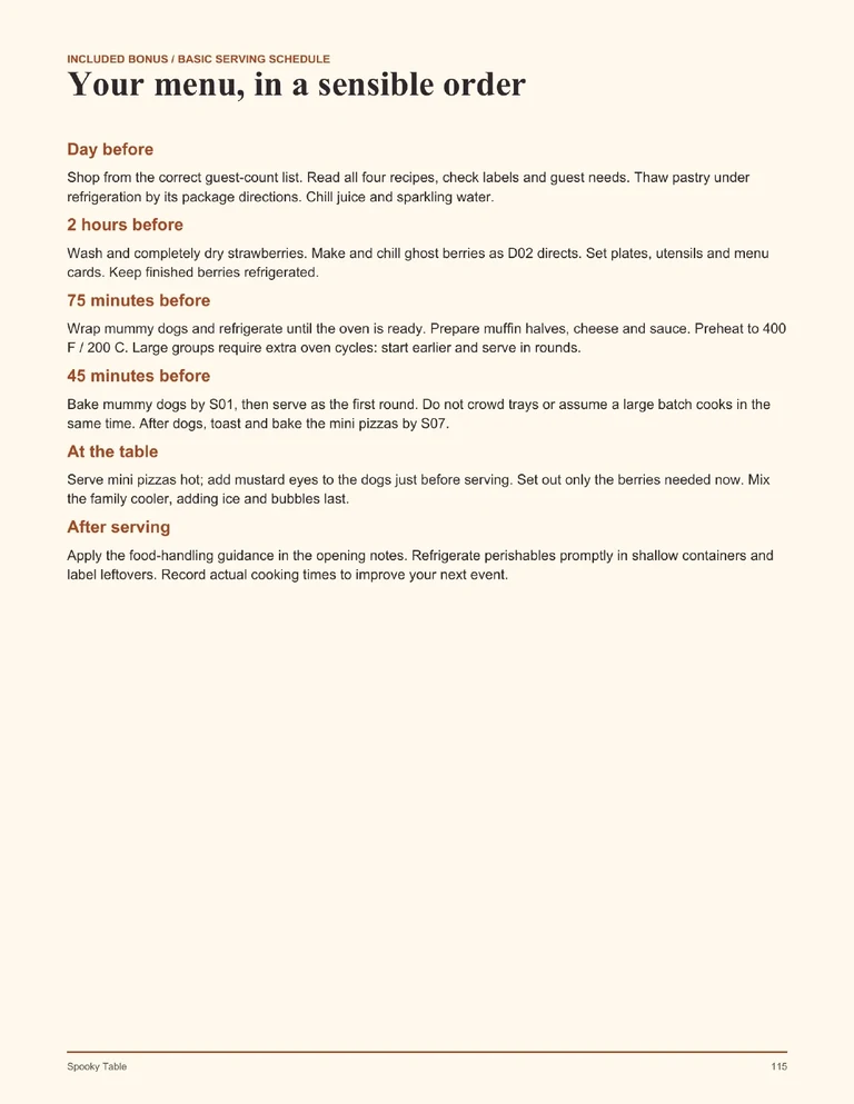 Serving Schedule printable