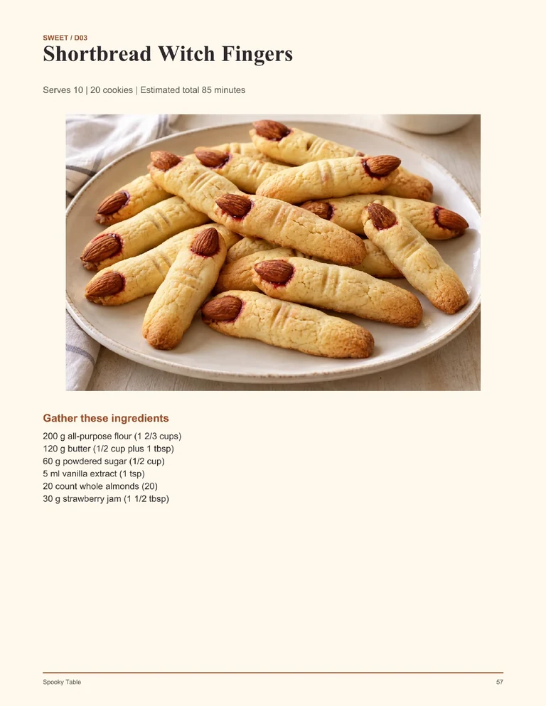 Shortbread Witch Fingers printable page