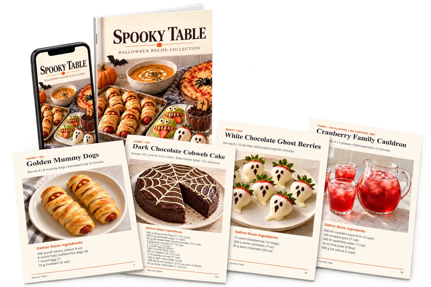 Spooky Table booklet, phone and a selection of printable pages