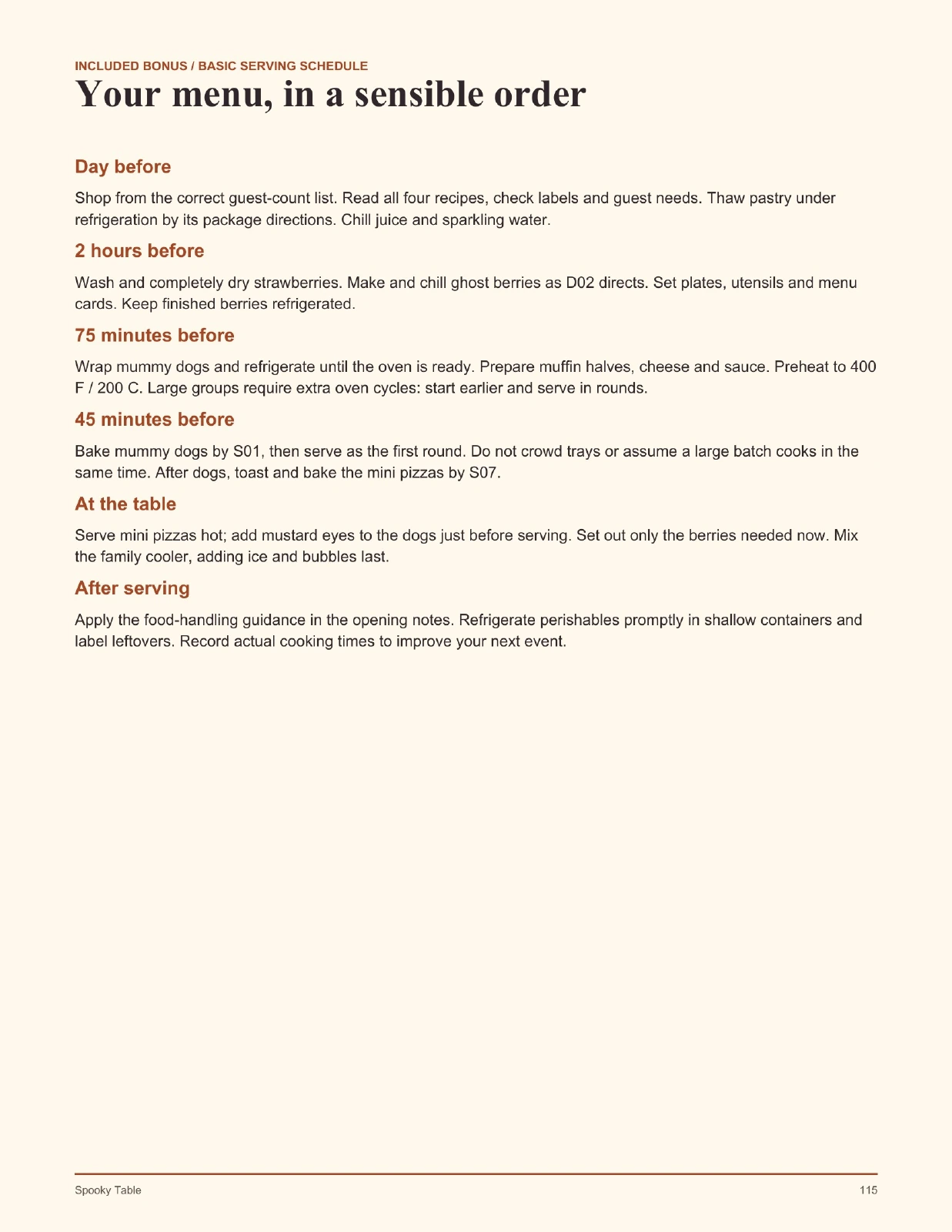 Serving Schedule printable