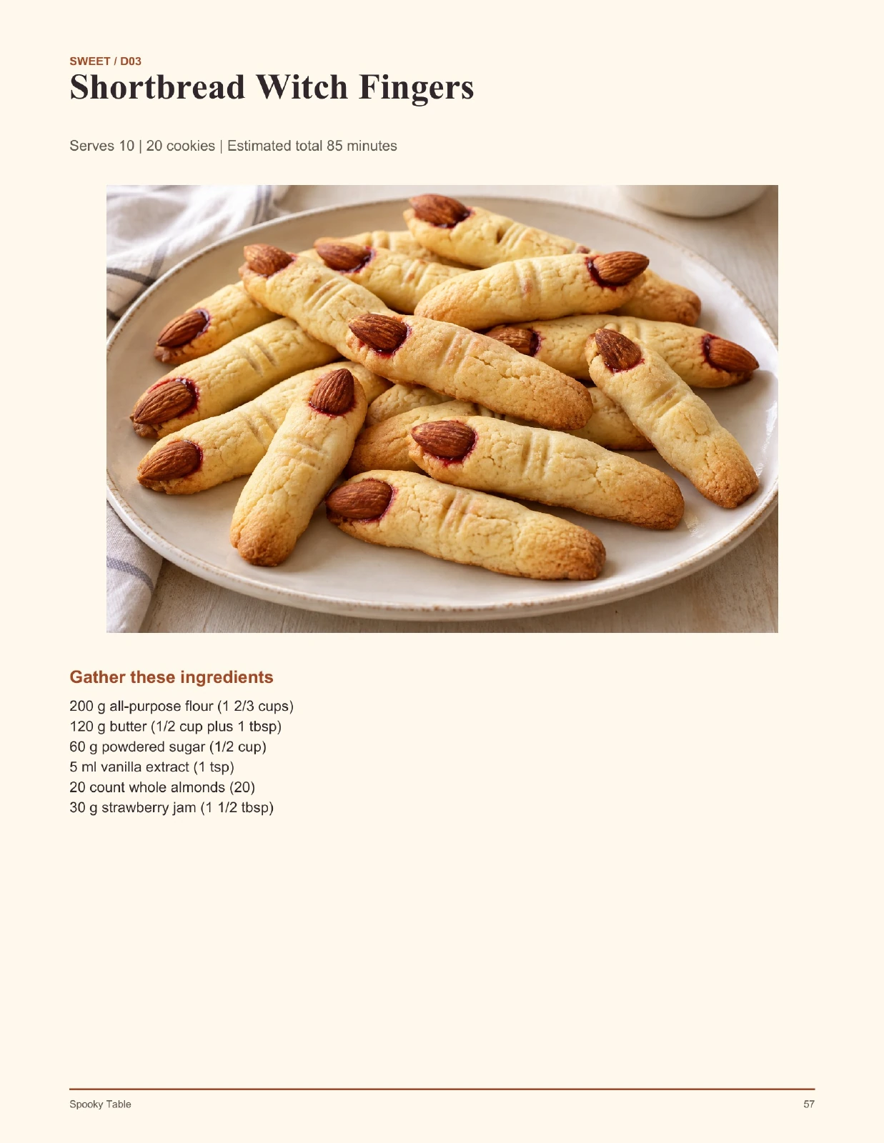 Shortbread Witch Fingers printable page